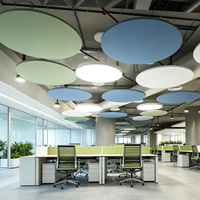 Panneaux acoustiques de plafond ronds en fibre de verre Qinsound, couleur personnalisée, haute qualité, réduction du bruit, pour bureaux d'entreprise