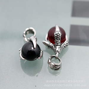 Colgante de garra de dragón de acero inoxidable yunnique con piedra preciosa negra, regalo de joyería temática para hombre - Product Image 3