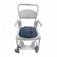 Chaise de Douche et de Toilette Tout-en-un Intérieur/Extérieur pour Fauteuil Roulant, en Plastique PP et Alliage d'Aluminium, Capacité 136 kg
