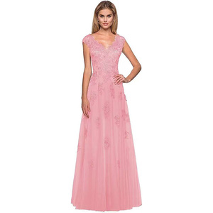 Women's Long Off The Shoulder Lace Applique Chiffon A Line Evening Gown Formal Party Dress - Product Image 3