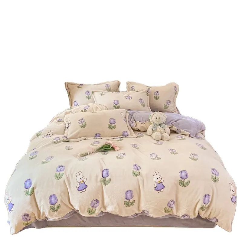 Venda quente de melhores vendas em estoque, novo design moderno flanela twin coberto lençol de cama macio para quarto conjunto de cama