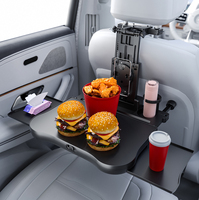Table de siège arrière multifonctionnelle pour voiture, support de tablette monté sur l'appuie-tête, pliable avec tiroir, porte-gobelet et support pour téléphone