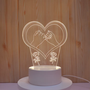 Lampada da Tavolo LED 3D in Acrilico con Effetto Illusione Ottica, Luce Calda Touch per Bambini, Luce Notturna a Forma <span class=keywords><strong>di</strong></span> Rosa Promessa d'Amore - Product Image 6