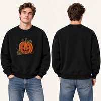 Fabricant de vêtements personnalisés, sweat-shirt à col rond avec broderie de citrouille d'Halloween, streetwear, sweat-shirt à col rond Jack O Lantern