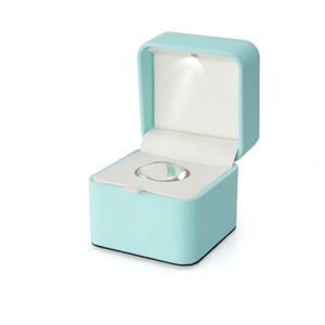Drawer <b>Box</b> Base an Lid Packaging New Creative PU Leather LED Light Valentine's Day Proposal Ring <b>Box</b> with Loupe Factory - Product Image 6