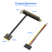 Kabel Riser Mini PCIe ke PCIe 16X Fleksibel dengan Pelindung EMI dan Daya SATA+4Pin untuk GPU Eksternal Laptop & Desktop