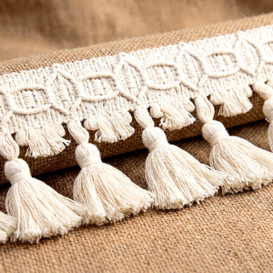 Borde de Borlas de Algodón Tejido, Adorno de Borlas para Cojines de Sofá, Decoración del Hogar - Product Image 1