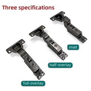 Adjustable Black 3D Hydraulic Cabinet Hinge Soft Close <b>Clip</b>-on Two Way Concealed Linear Plate for Kitchen Living Room Furniture - Product Image 5