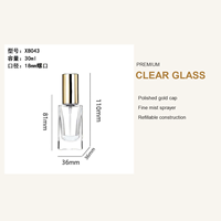 Botol Parfum Kaca Persegi Bening 30ml Custom XB043 Semprotan Crimp Tutup Emas Isi Ulang Kemasan Mewah Logo OEM