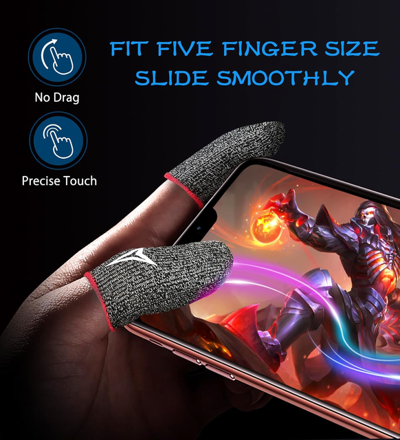 Logo Custommized-Gaming Finger Sleeves for Mobile Gaming, Thin, Smooth Operation, Anti-Sweat, Finger Sleeves Fit Mobile Phone