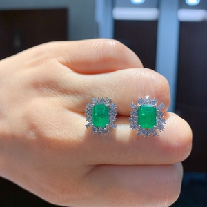 Factory Wholesale Eco-friendly Copper Green Zircon Pendant <b>Earrings</b> Minimalist Jewelry <b>Set</b> Women Refined Everyday Style - Product Image 4