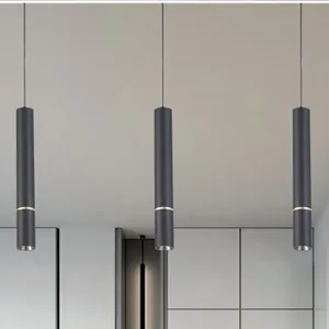 Đơn giản LED ánh sáng mặt dây chuyền dài ống đèn nhà bếp hiện đại đèn phòng ăn quầy bar cửa hàng treo đèn Xi lanh ống đèn Mặt dây chuyền
