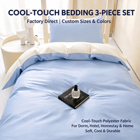 Parure de lit 3 pièces bleue effet rafraîchissant en 100 % polyester pour hôtels, maisons de retraite et usines – Fournisseur direct personnalisé en gros