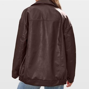 Custom OEM/ODM Women's Solid Colour Faux Shearling Windproof Loose Lapel Jacket Fashion Outerwear Casual Street Style Autumn - Product Image 4