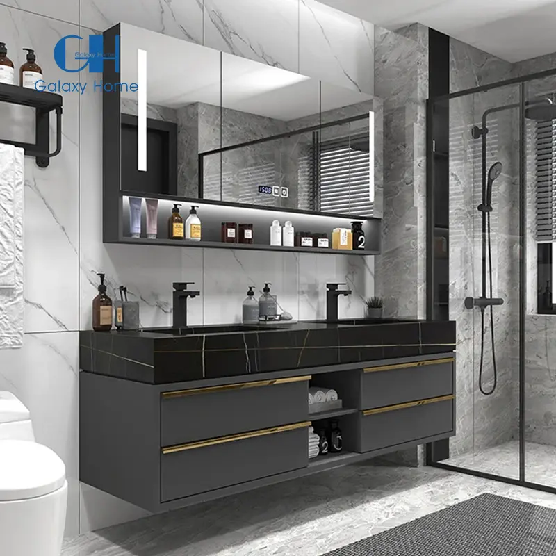 Oturma odası ile 2024 yüksek kalite Modern duvara monte lavabo su geçirmez Vanity banyo aynası kabine