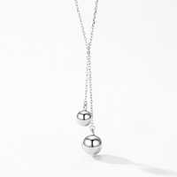 Collar Ajustable de Plata de Ley 925 con Colgante de Campana Redonda para Mujer