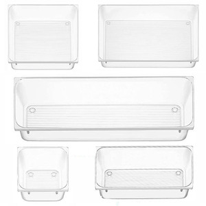 OWNSWING Set di Organizer per <span class=keywords><strong>cassetti</strong></span> in plastica trasparente da 25 pezzi contenitore per <span class=keywords><strong>cassetti</strong></span> da <span class=keywords><strong>scrivania</strong></span> per <span class=keywords><strong>divisori</strong></span> per <span class=keywords><strong>cassetti</strong></span> da <span class=keywords><strong>scrivania</strong></span> - Product Image 4