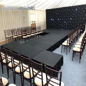 Приемный зал для свадебной дорожки, этап 4x4, легко отрегулировать мероприятие, Конференция, черная простая алюминиевая сцена для аренды