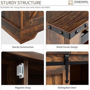 Farmhouse solid wood <b>sideboard</b>, simple living room wall-mounted kitchen cabinet, double-door wine cabinet, <b>storage</b> rack, tea - Product Image 4