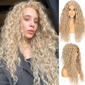 Peluca de encaje rizado para mujer, pelo sintético Jbrown negro 1B Rubio 613, rojo, marrón, gris, blanco, maquillaje diario, fiesta, regalo - Product Image 2