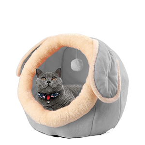 Hot Sale Striped Faux Fur Cartoon Style Comfortable All Seasons Cat <b>House</b> Pet <b>Bed</b> - Product Image 1