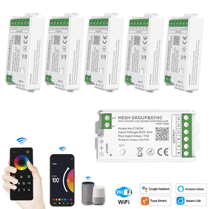 C103w aipin Mash nhóm Sync tuya thông minh Wifi RGB ánh sáng ban đêm 12V 24V COB dotless <span class=keywords><strong>LED</strong></span> Strip điều khiển với 4 khu điều khiển từ xa - Product Image 1