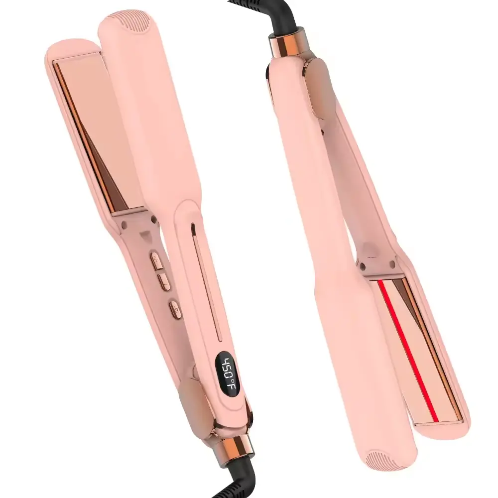 Custom 2 in 1 Multi-function Infrared MCH Temperature Display Titanium Professional Flat Iron Hair Straightener