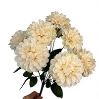 Bouquet de fleurs artificielles Dahlia, 9 têtes, fausses fleurs pour mariage, événement, décoration florale pour la maison
