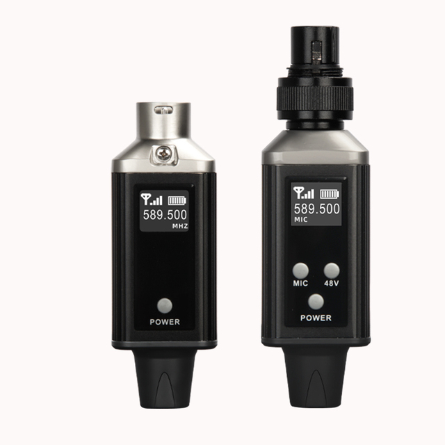 Wireless Transmitter and Receiver for Microphone Plug-on PA System Audio Mixer Wireless XLR Transmitter Receiver with 48V Power