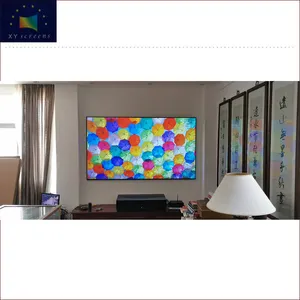 XY ekranlar 120 inç ev sineması oturma odası 4K 3D TV ile ince sabit çerçeve UST ALR PET kristal projeksiyon perdesi