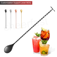 Cuillère à mélanger de Cocktail, ustensile à motif en spirale en acier inoxydable, cuillère à mélanger de Cocktail en métal or cuillère à remuer de 27.5Cm 1 pièce