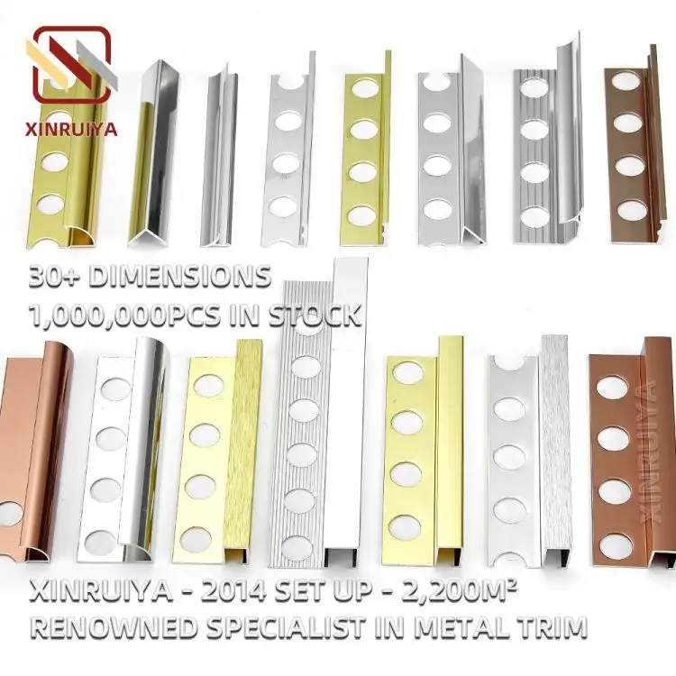 Boîte en métal, Aluminium, 8mm, Quadrant, laiton, cuivre, or, rond, carré, bord droit, garniture de carrelage, coins de bordure