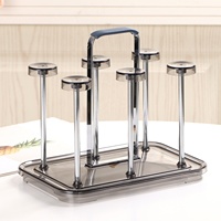 Comptoir tasse tasse organisateur Vertical bouteille étendoir porte-bouteille en verre avec plateau de vidange