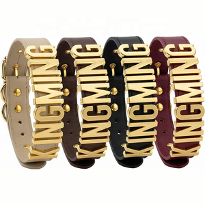 Collar de Cuero Personalizado para Mascotas con Letras Ajustables, Grabado Personalizado, Venta al por Mayor, con Accesorios Metálicos - Product Image 2