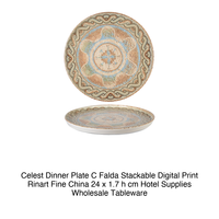 Assiette plate Celest avec rebord Ø 24 cm H 1,7 cm Empilable Porcelaine fine Impression numérique Rinart