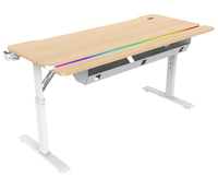 Bureau d'écriture de bureau à domicile robuste de conception personnalisée, bureau de jeu noir pour joueur, table d'ordinateur de jeu avec RGB et tiroir