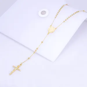 Prodotti più venduti all'ingrosso moda 18K gioielli in acciaio inossidabile placcato oro rosario croce religiosa collana prodotti di vendita
