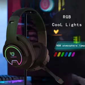 2.4G kablosuz oyun kulaklığı RGB aydınlatmalı oyun kulaklığı için çıkarılabilir mikrofonlu PC NS ve PS5 PlayStation