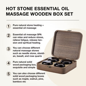 Nouvelle pierre de massage à eau chaude à chauffage rapide entièrement naturelle pour soulager la fatigue, pierre de massage aux huiles essentielles avec boîte en bois - Product Image 2