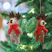 Décorations de Noël en feutre agencé fait main en gros, ornements de cerf en feutre de laine à suspendre pour sapin de Noël, décoration pour la maison et les fêtes