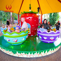 Manège Crazy Coffee Cup pour Parc d'Attractions, Manège Rotatif en Forme de Tasses avec Lumières, Équipement de Jeu Extérieur
