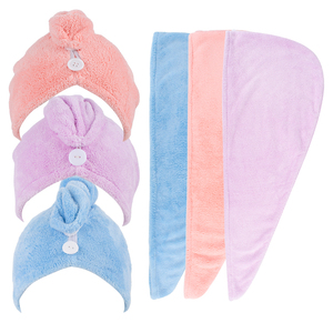 <span class=keywords><strong>Serviette</strong></span> de visage en microfibre à séchage rapide avec bouton de boucle, turban pour cheveux de spa, chapeau de séchage, couleur unie, technique de tissage - Product Image 2