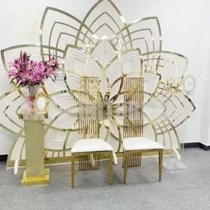 Gold Arch Metal Birthday Backdrop Stand For Wedding Events Frame