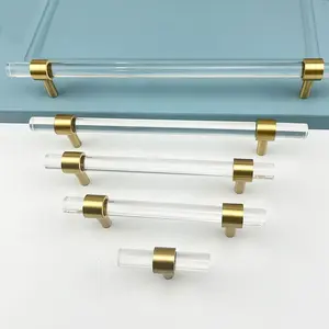 Lucite Lade Trekt Handgrepen Goud Doorzichtig Dressoir Trekt Knop Keukenkast Deurgrepen Trekknoppen Kast Acryl Handgrepen