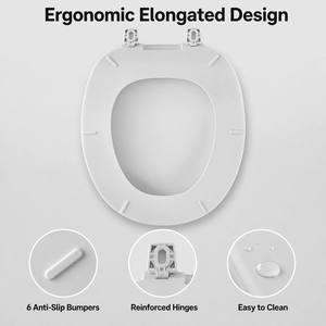 <span class=keywords><strong>Tapa</strong></span> de Inodoro de Polipropileno Premium, Anti-amarilleo, Acabado Mate Suave, Ligera, Duradera, Redonda, Blanca, Repuesto <span class=keywords><strong>para</strong></span> Baño - Product Image 2