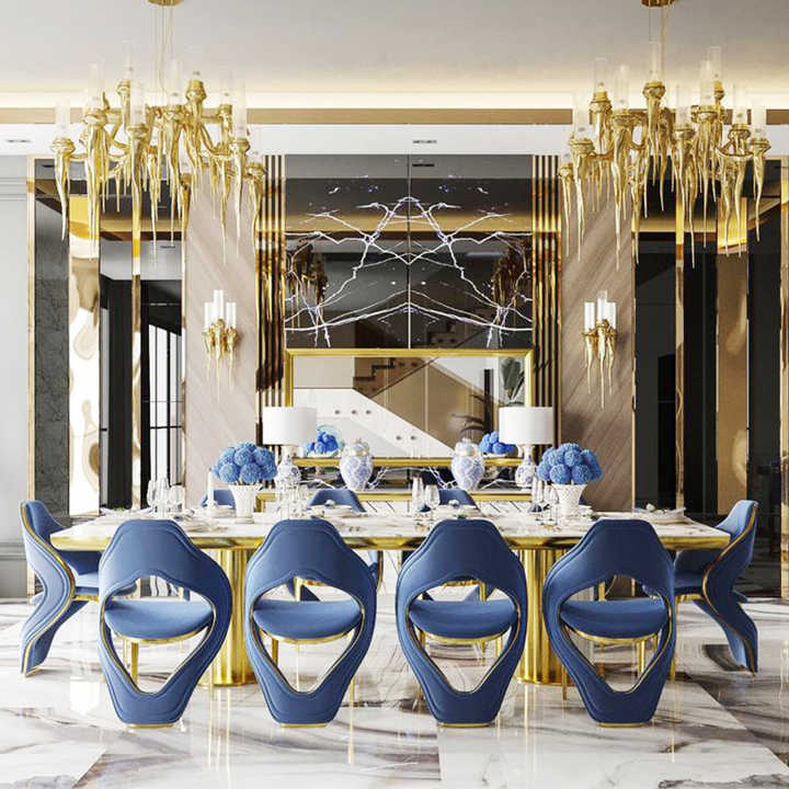 Luxury High-End Designer Dining Chair Stainless Steel Villa Hotel ...