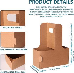 Portavasos Personalizado de Doble Pared para Café y Té con Asa, Portavasos Plegable de Cartón, Bandeja Ecológica para Aperitivos - Product Image 2
