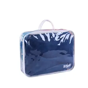 Transparent Eco-friendly Blanket Quilt Travel Storage Bag Transparent PVC Plastic Custom Standing Bag