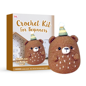 DIY Handmade Brown Bear Crochet <b>Kits</b> for Beginners Knitting <b>Tool</b> Lovers Crochet for <b>Kids</b> Adults - Product Image 1