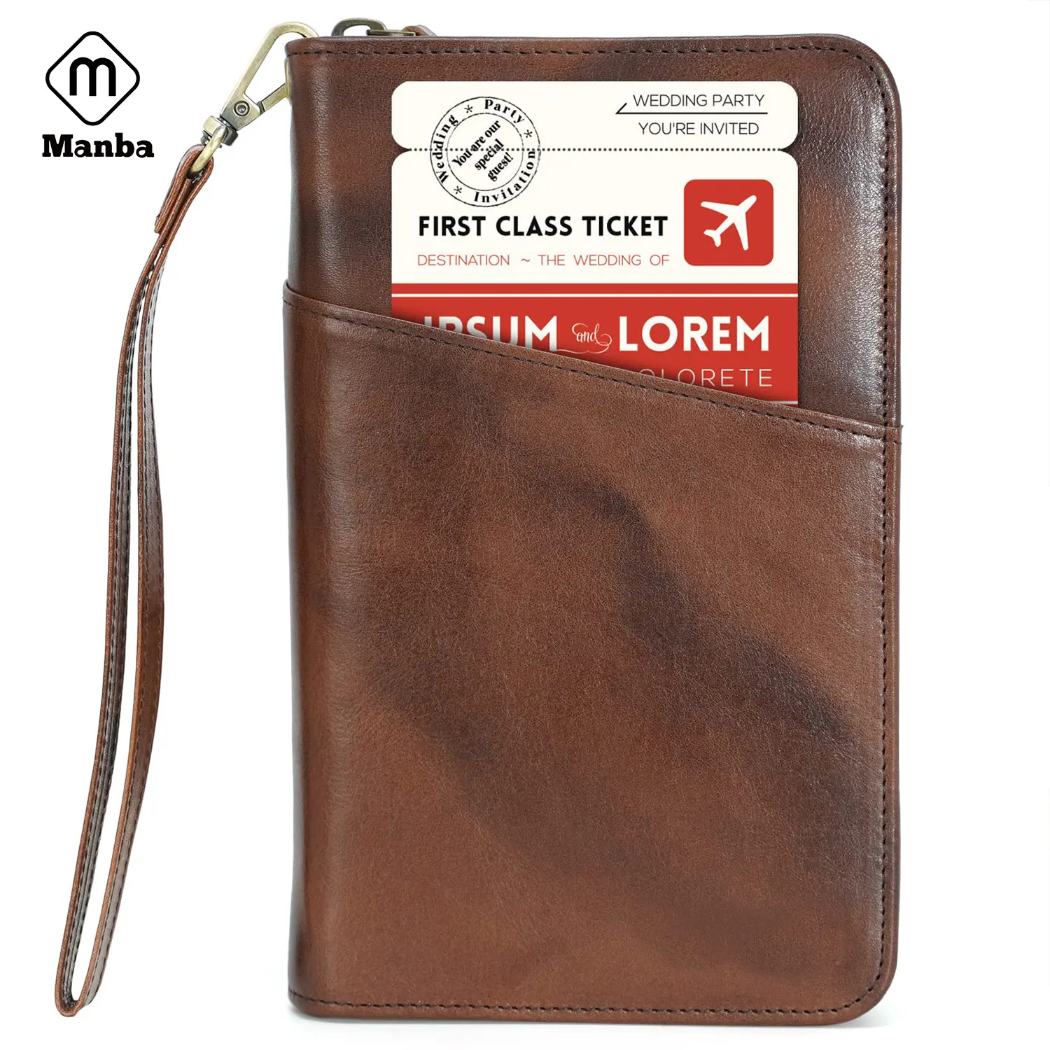 Personalized Passport Holder Leather RFID Family Passport Organizer Case Bag for Travel